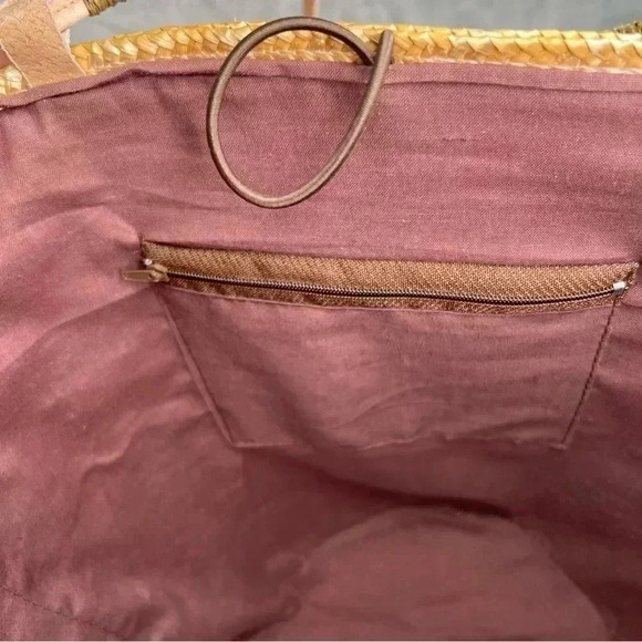 Unbranded Woven  Straw Raffia Beach Large Lined Floral Sequins‎ Tote Basket - Picture 7 of 15